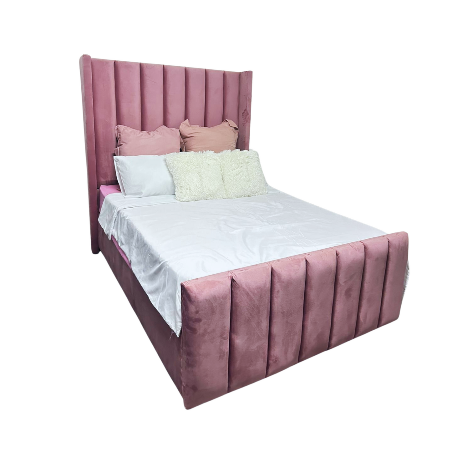 Headboard and Bed FramePaneled Normal Size Headboard + Bed frame 
Upgrade your bedroom with our Luxe Paneled Full Headboard and Bed frame in luxurious velvet. The perfect combination of soLuxe Living InteriorsLuxe Panel Sleigh Bed